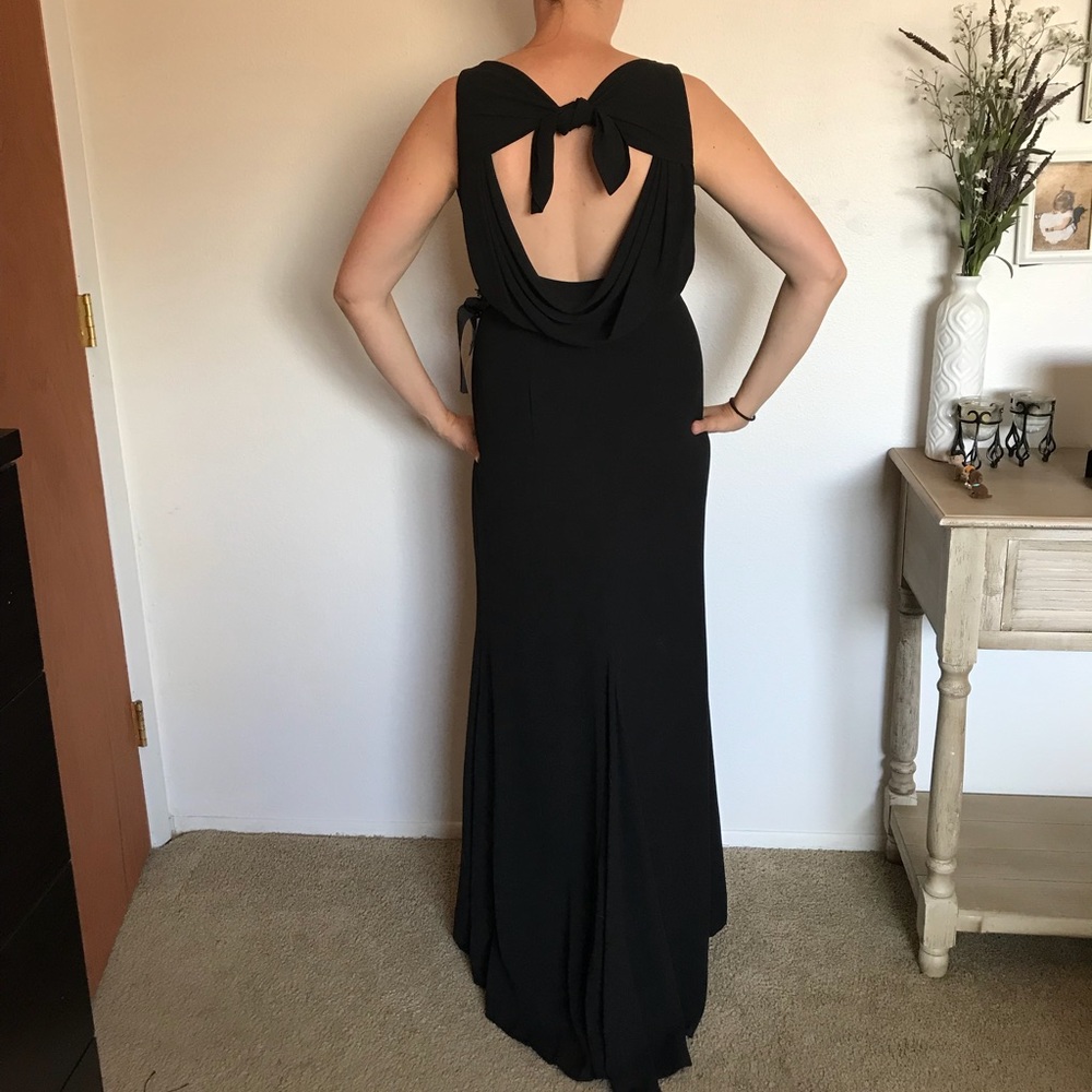WHITE by Vera Wang draped back formal gown